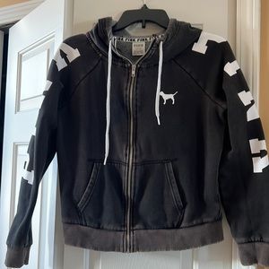 Distressed PINK zip up